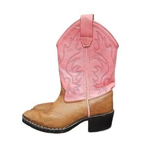 OLD WEST Pink Western Cowgirl Boots Girls Size 12
